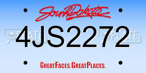 4JS2272 South Dakota License Plate