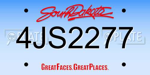 4JS2277 South Dakota License Plate
