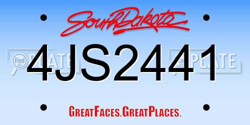 4JS2441 South Dakota License Plate