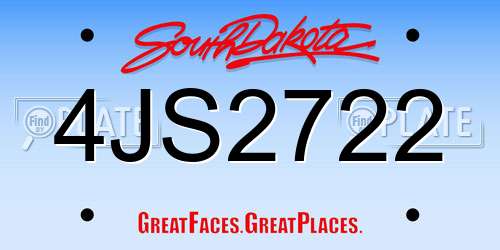 4JS2722 South Dakota License Plate