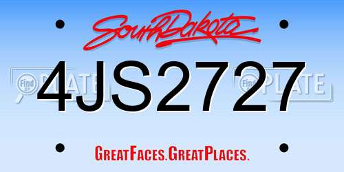 4JS2727 South Dakota License Plate