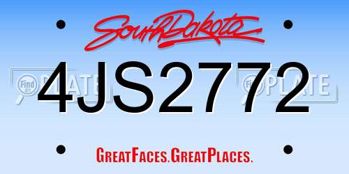 4JS2772 South Dakota License Plate