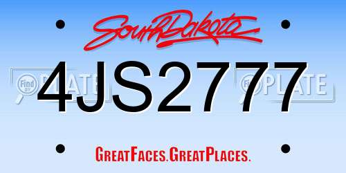 4JS2777 South Dakota License Plate