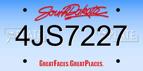 4JS7227 South Dakota License Plate