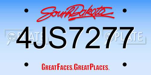 4JS7277 South Dakota License Plate