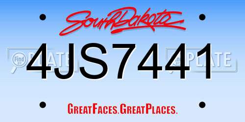 4JS7441 South Dakota License Plate
