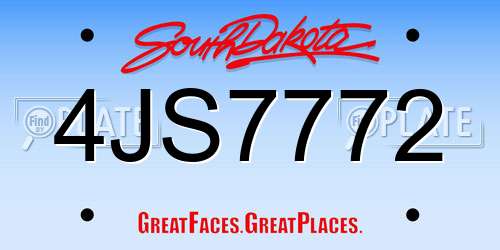 4JS7772 South Dakota License Plate