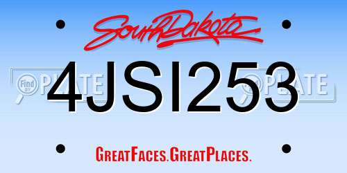 4JSI253 South Dakota License Plate