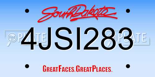 4JSI283 South Dakota License Plate