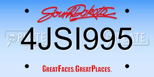 4JSI995 South Dakota License Plate