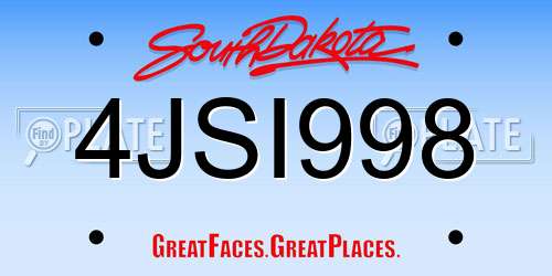 4JSI998 South Dakota License Plate