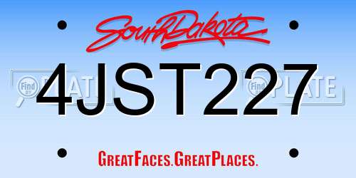 4JST227 South Dakota License Plate