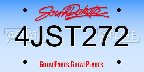 4JST272 South Dakota License Plate