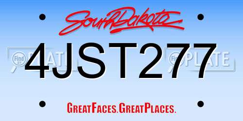 4JST277 South Dakota License Plate