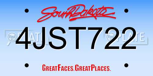 4JST722 South Dakota License Plate