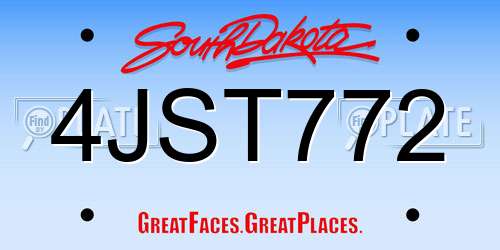 4JST772 South Dakota License Plate