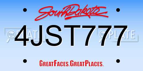 4JST777 South Dakota License Plate