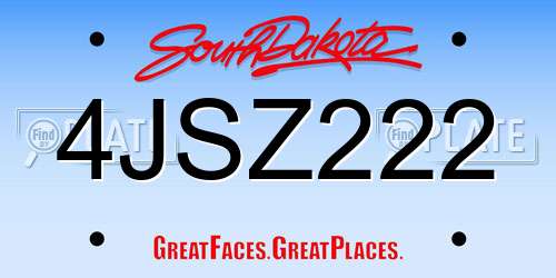 4JSZ222 South Dakota License Plate