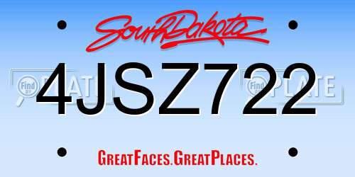 4JSZ722 South Dakota License Plate