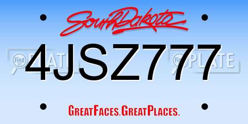 4JSZ777 South Dakota License Plate
