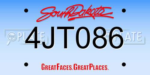 4JT086 South Dakota License Plate