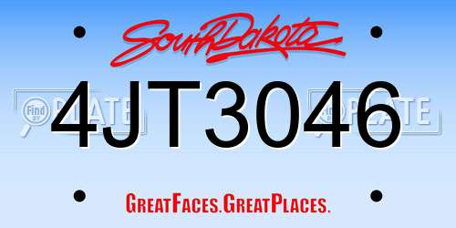 4JT3046 South Dakota License Plate