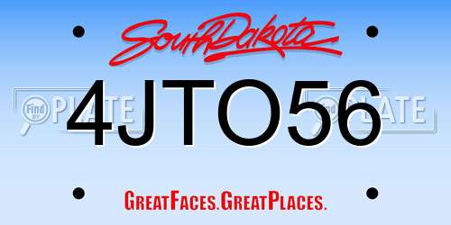 4JTO56 South Dakota License Plate