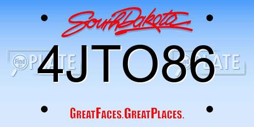 4JTO86 South Dakota License Plate