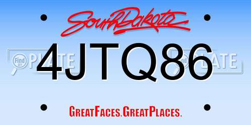4JTQ86 South Dakota License Plate
