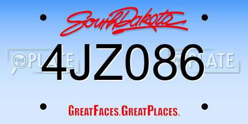 4JZ086 South Dakota License Plate