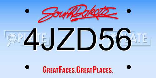 4JZD56 South Dakota License Plate