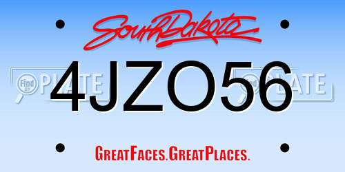 4JZO56 South Dakota License Plate