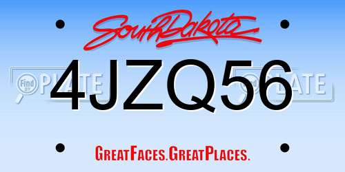 4JZQ56 South Dakota License Plate