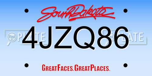 4JZQ86 South Dakota License Plate