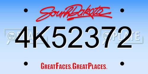 4K52372 South Dakota License Plate