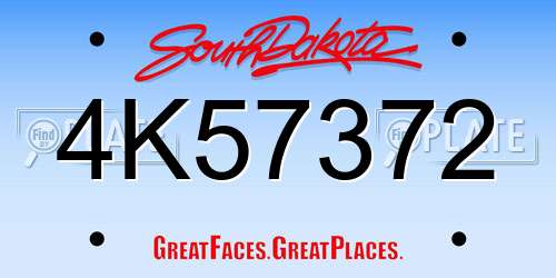 4K57372 South Dakota License Plate