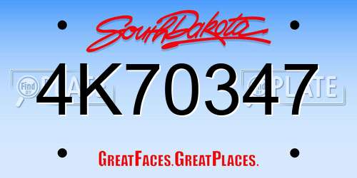 4K70347 South Dakota License Plate