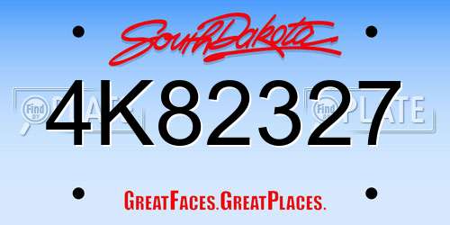 4K82327 South Dakota License Plate