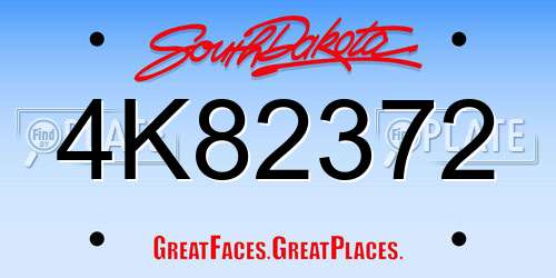 4K82372 South Dakota License Plate