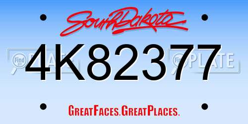 4K82377 South Dakota License Plate