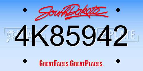 4K85942 South Dakota License Plate