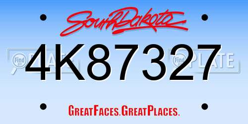 4K87327 South Dakota License Plate