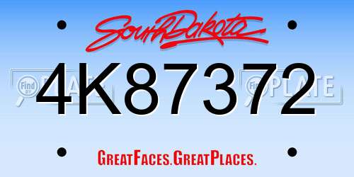 4K87372 South Dakota License Plate