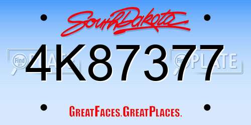 4K87377 South Dakota License Plate