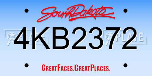4KB2372 South Dakota License Plate