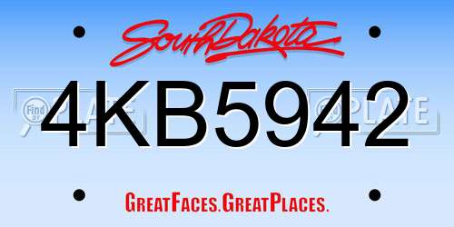 4KB5942 South Dakota License Plate