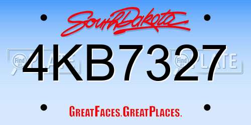 4KB7327 South Dakota License Plate