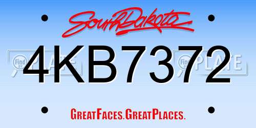 4KB7372 South Dakota License Plate