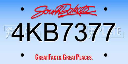 4KB7377 South Dakota License Plate