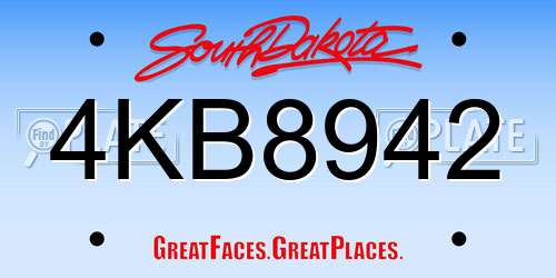 4KB8942 South Dakota License Plate